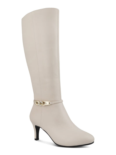 KAREN SCOTT Womens Ivory Chain Hardware Detail Goring Cushioned Hanna Round Toe Kitten Heel Zip-Up Dress Boots 6.5 M