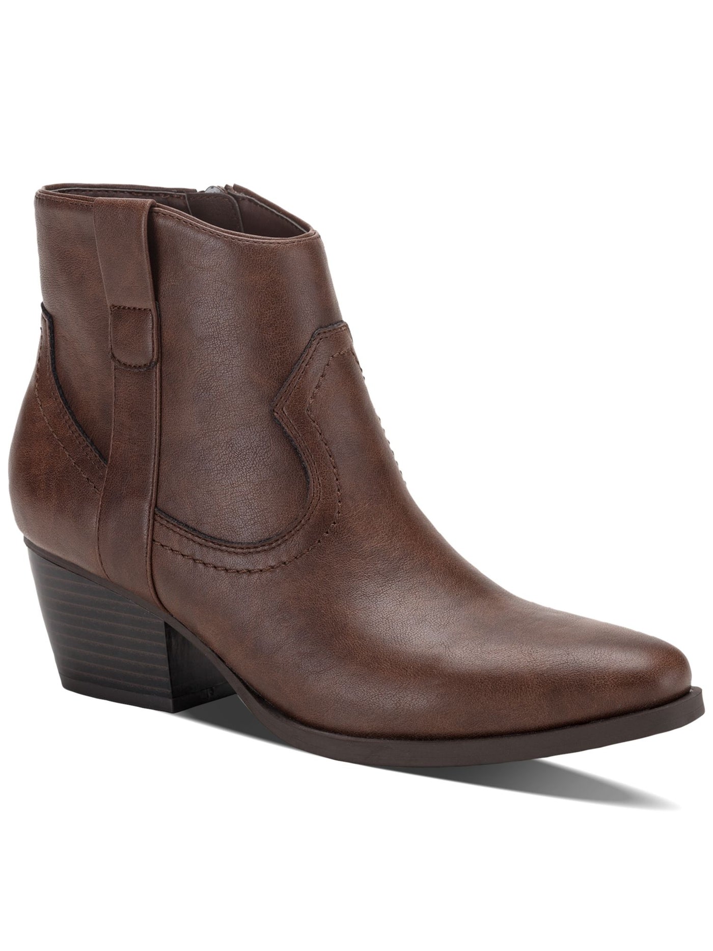 STYLE & COMPANY Womens Brown Comfort Perriee Round Toe Block Heel Zip-Up Western Boot 9.5 M