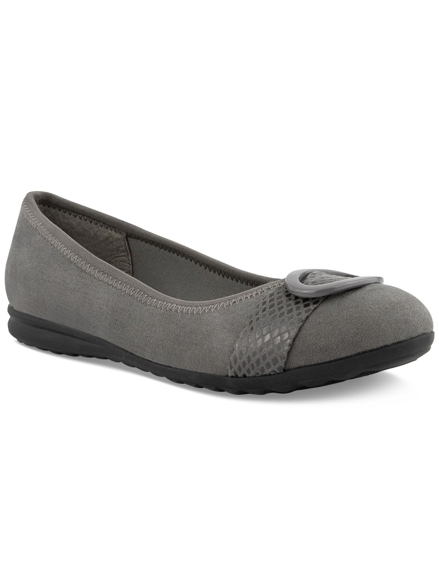 KAREN SCOTT Womens Gray Vamp Strap With Ring Hardware Padded Tashelle Round Toe Slip On Ballet Flats 5.5 M