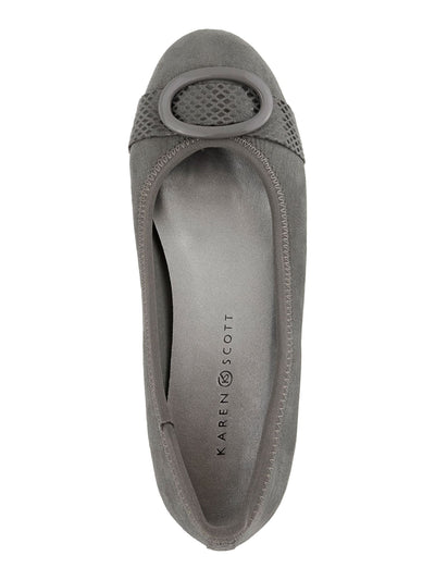 KAREN SCOTT Womens Gray Vamp Strap With Ring Hardware Padded Tashelle Round Toe Slip On Ballet Flats 6.5 M