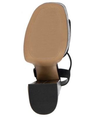 KENNETH COLE NEW YORK Womens Black 1" Platform Croc Heel Ankle Strap Metallic Dolly Square Toe Block Heel Buckle Leather Dress Heeled M