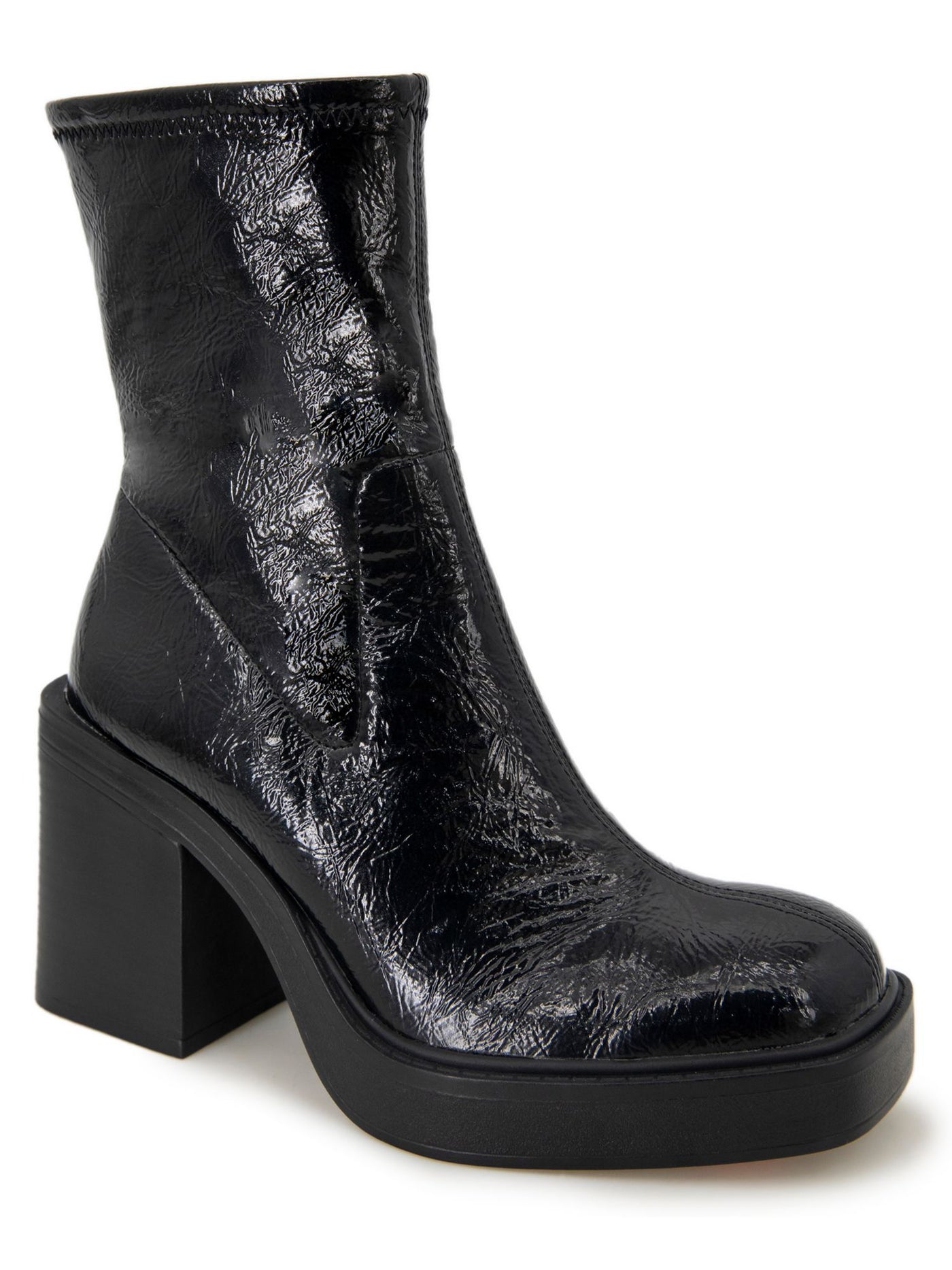 KENNETH COLE NEW YORK Womens Black 1" Platform Stretch Amber Square Toe Block Heel Dress Booties 10