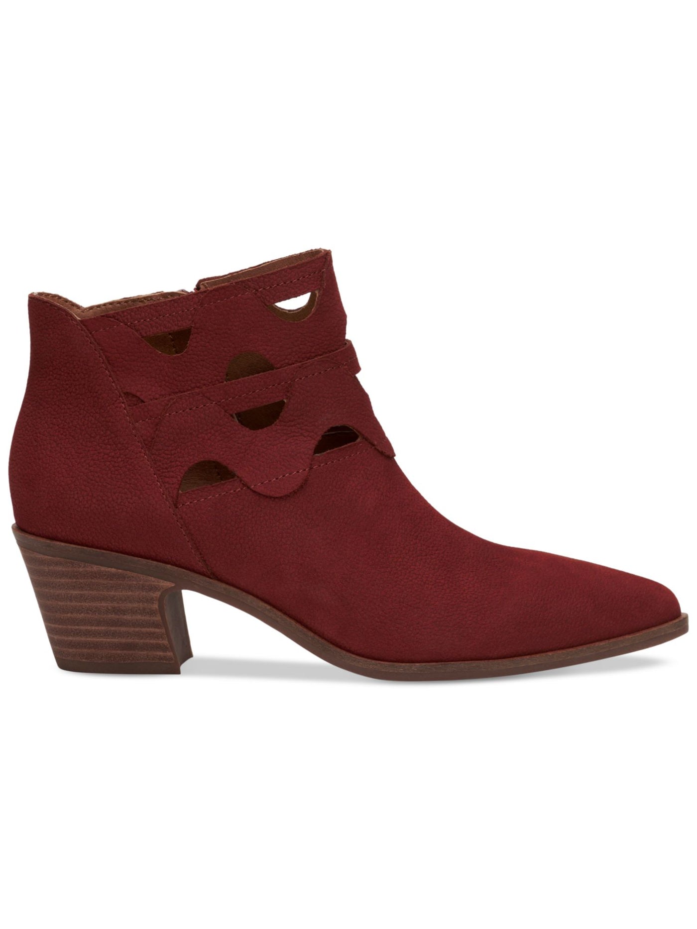 LUCKY BRAND Womens Burgundy Padded Cut Out Gezana Pointed Toe Stacked Heel Zip-Up Booties 8.5 M