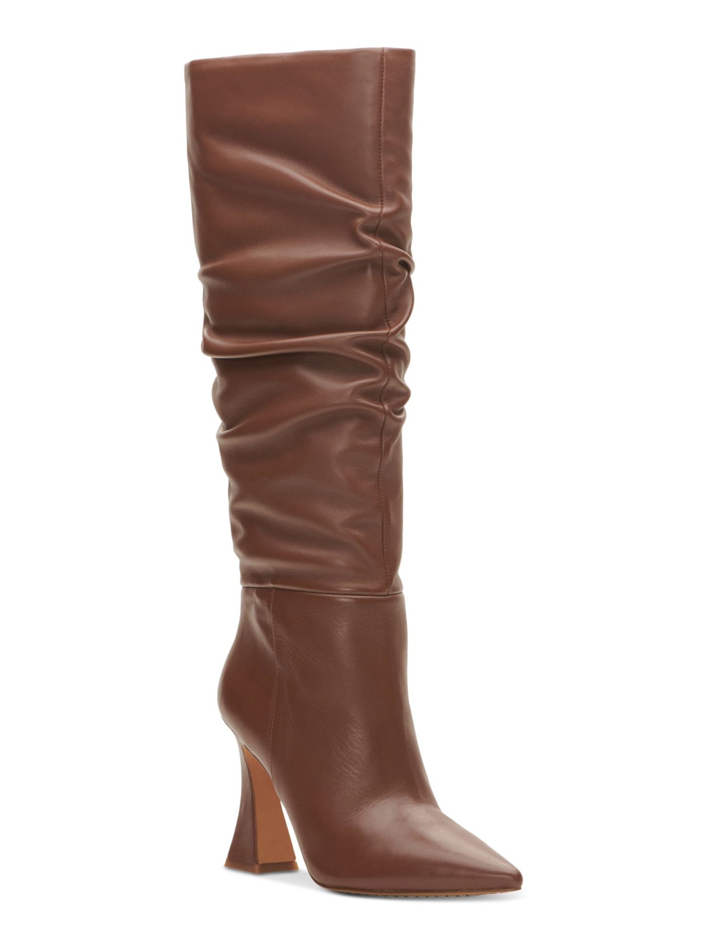 VINCE CAMUTO Womens Brown Cushioned Alinkay Pointy Toe Sculpted Heel Leather Dress Slouch Boot 6 M