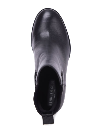 KENNETH COLE NEW YORK Womens Black Goring Junne Round Toe Block Heel Leather Heeled Boots 10 M