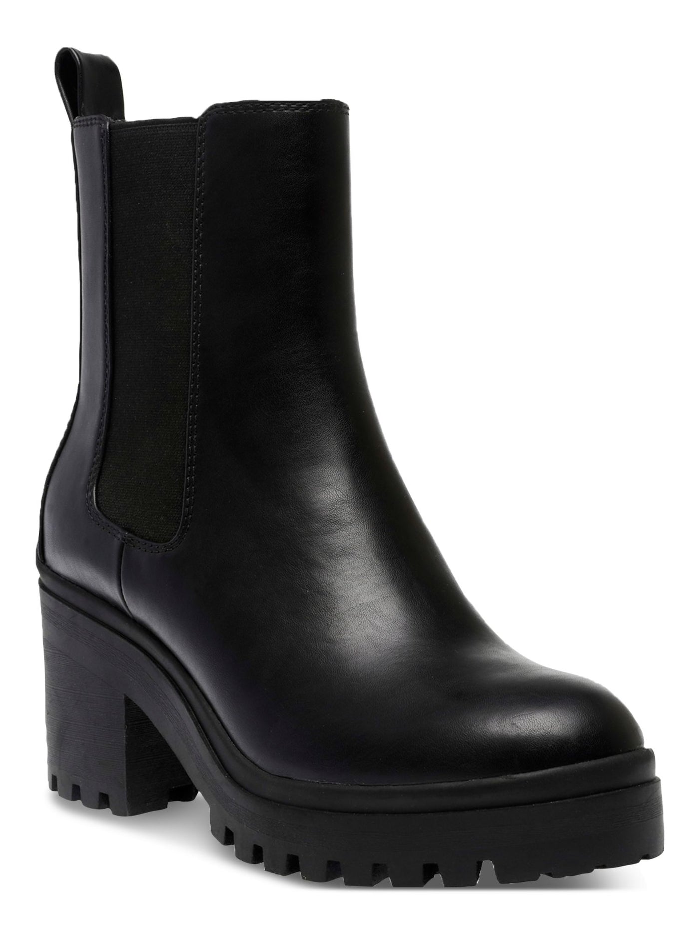 WILD PAIR Womens Black Treaded Goring Lug Sole Brooklan Almond Toe Zip-Up Chelsea Boot 11 M