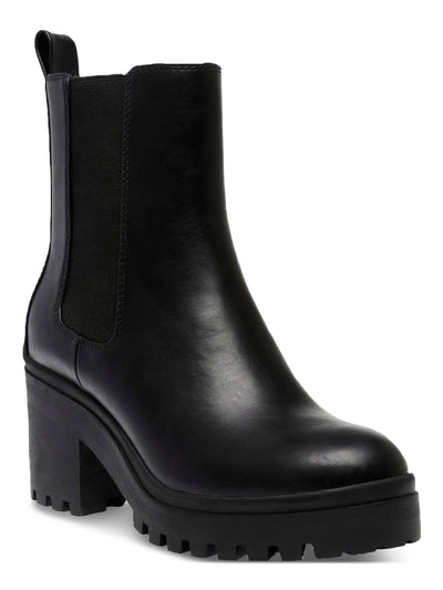 WILD PAIR Womens Black Treaded Goring Lug Sole Brooklan Almond Toe Zip-Up Chelsea Boot 11 M