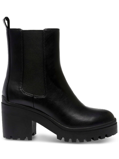 WILD PAIR Womens Black Treaded Goring Lug Sole Brooklan Almond Toe Zip-Up Chelsea Boot 11 M