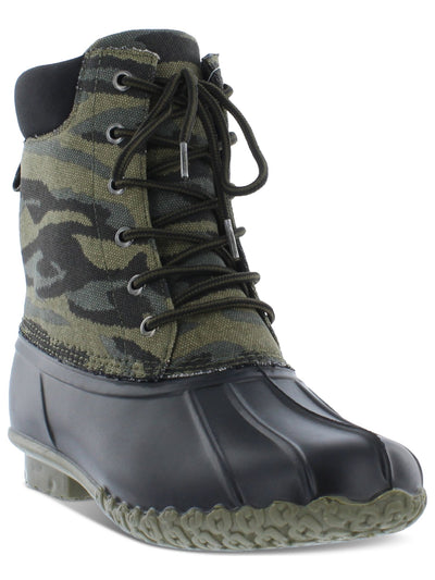 WEATHERPROOF VINTAGE Mens Black Camouflage Mixed Media Pull Tab Waterproof Adam Ll Round Toe Lace-Up Duck Boots 8 M