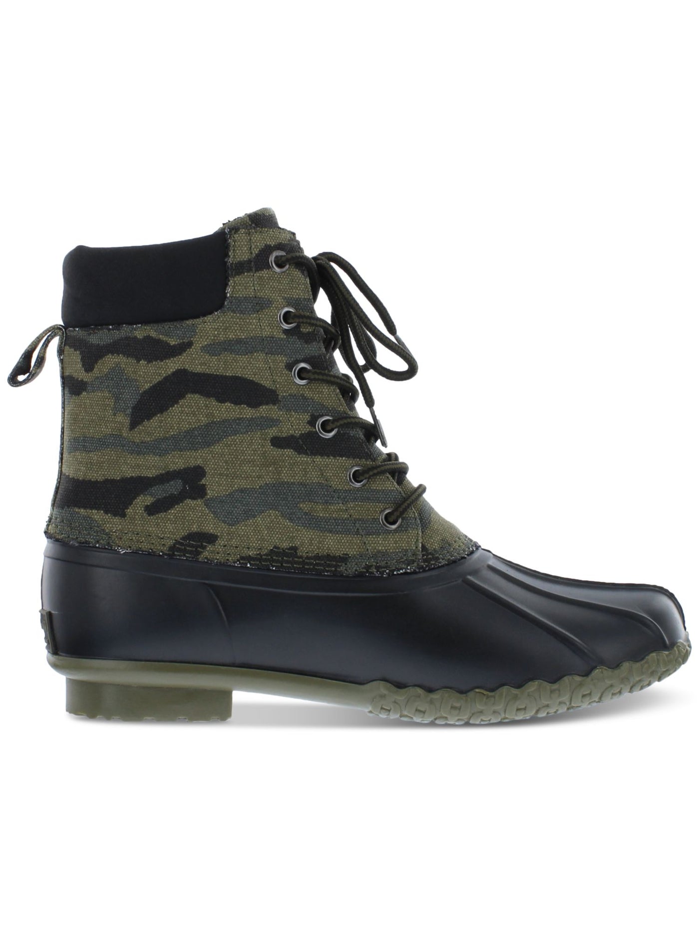 WEATHERPROOF VINTAGE Mens Green Camouflage Mixed Media Pull Tab Waterproof Adam Ll Round Toe Lace-Up Duck Boots 10 M