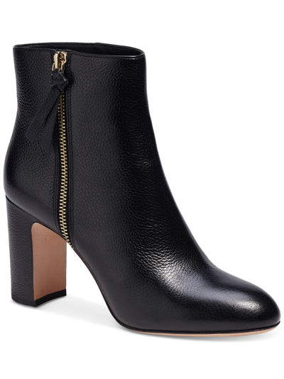 KATE SPADE NEW YORK Womens Black Padded Knott Round Toe Block Heel Zip-Up Leather Booties 10 B