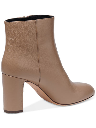 KATE SPADE NEW YORK Womens Brown Padded Knott Round Toe Block Heel Zip-Up Leather Dress Booties 9.5 B