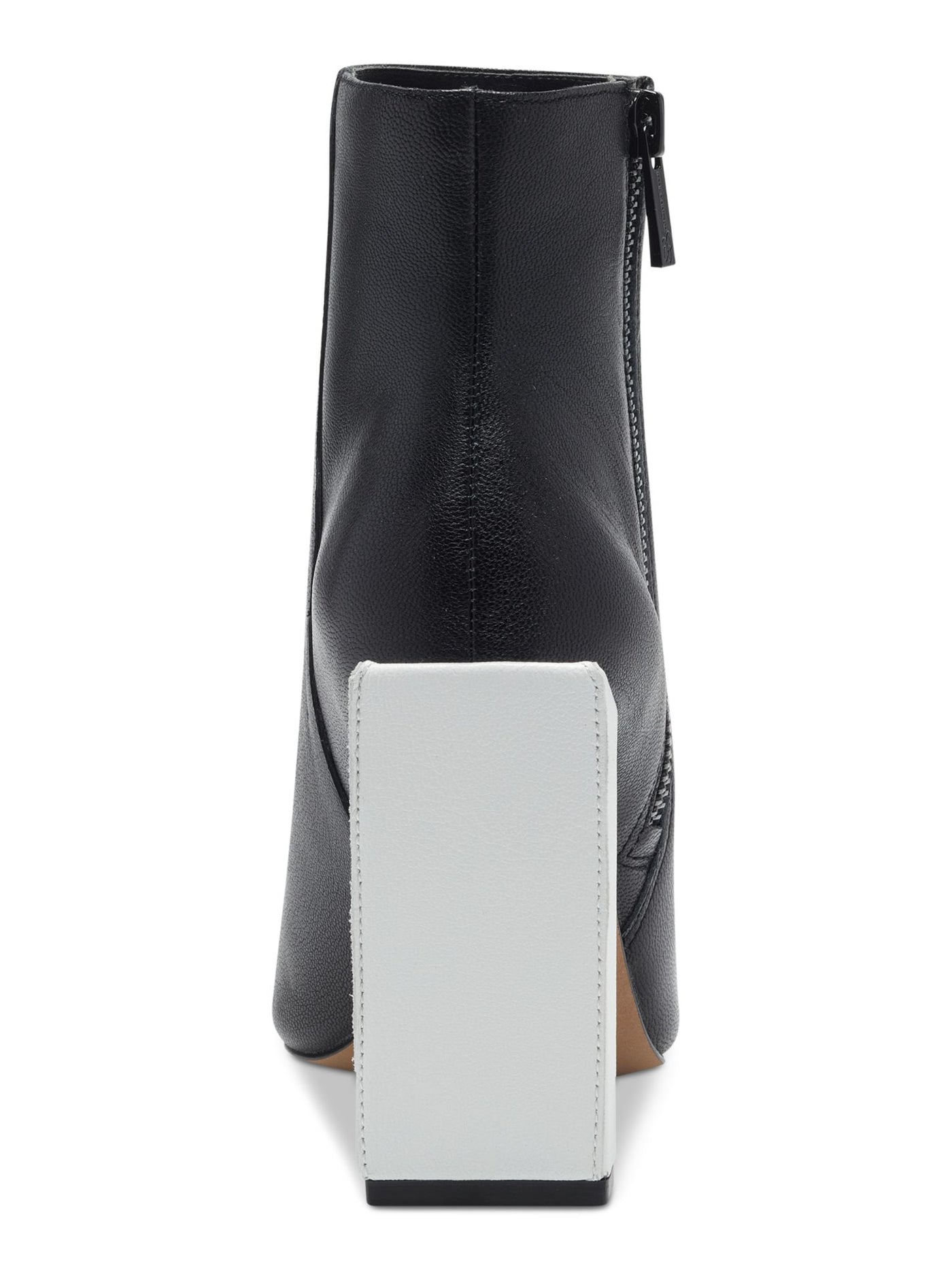 JESSICA SIMPSON Womens Black Contrast Heel Padded Timea Pointed Toe Block Heel Zip-Up Leather Booties 9.5 M