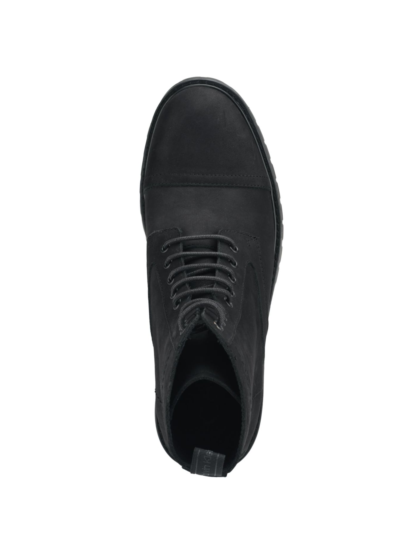 CALVIN KLEIN Mens Black Lug Sole Pull Tab Cushioned Removable Insole Lorenzo Round Toe Block Heel Lace-Up Leather Boots Shoes 11.5 M