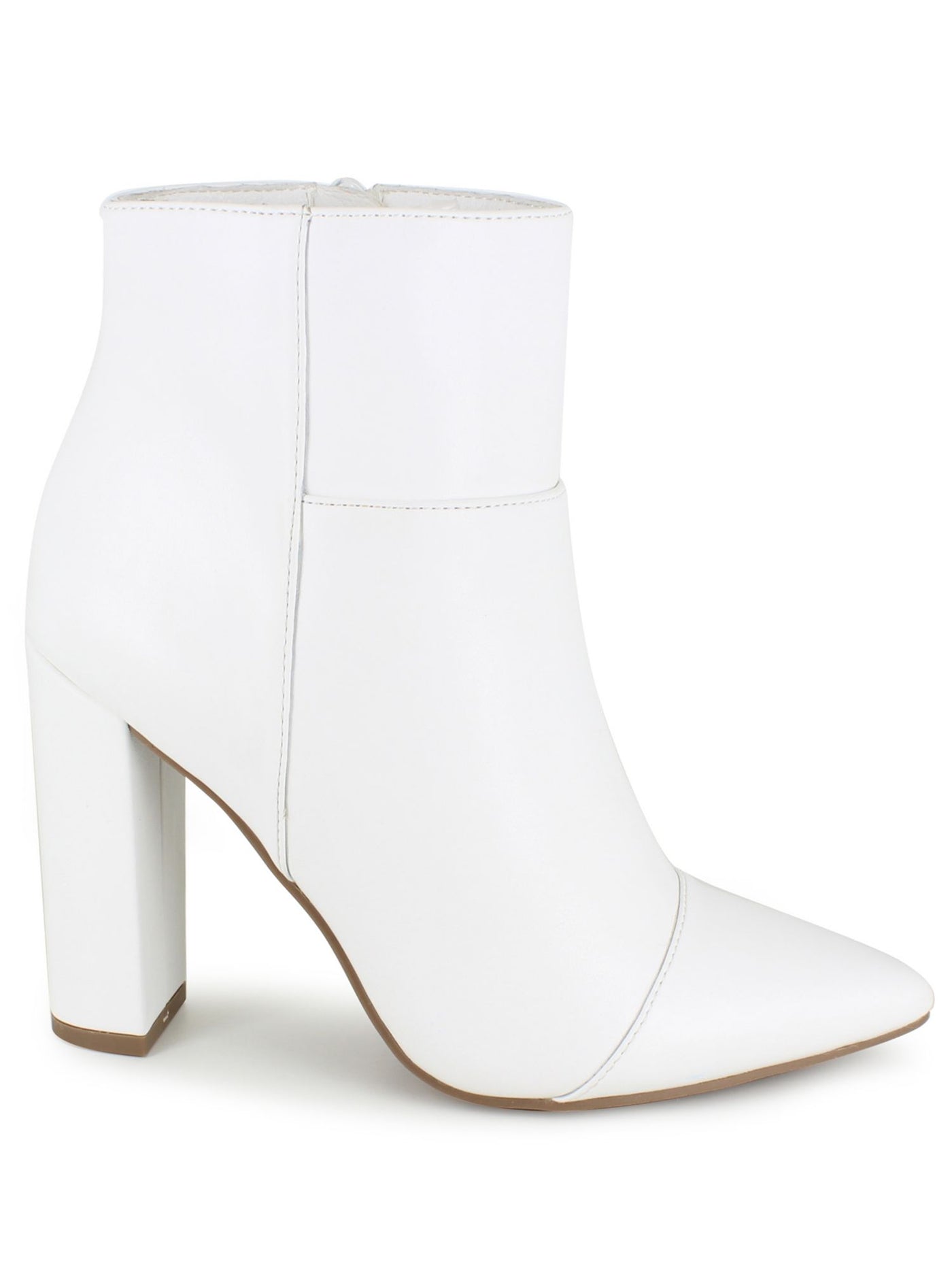 XOXO Womens White Padded Fedela Pointy Toe Block Heel Zip-Up Dress Booties 9 M