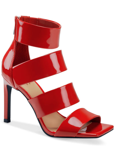 INC Womens Red Goring Padded Liana Square Toe Stiletto Zip-Up Dress Heeled Sandal 7 M