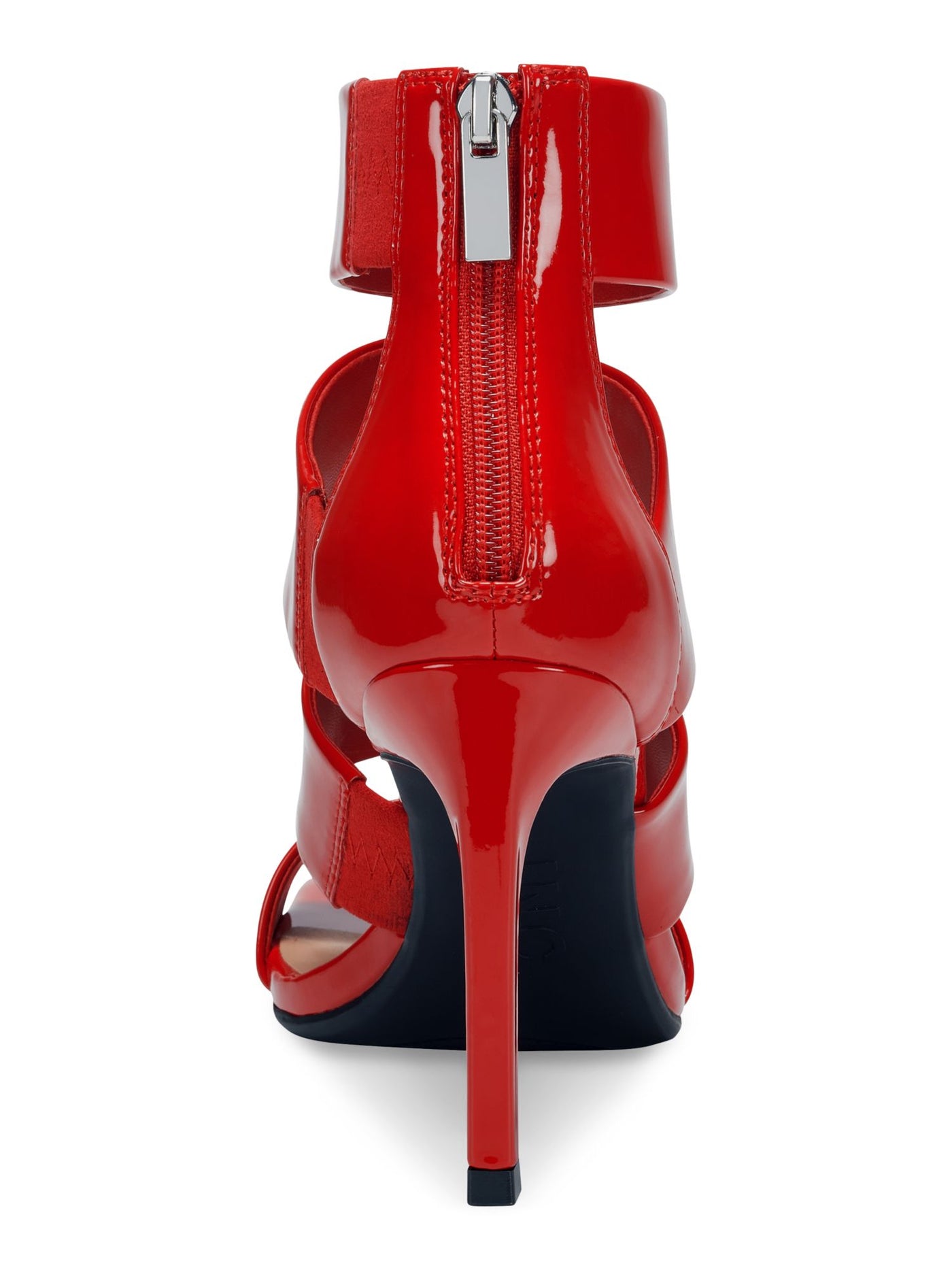 INC Womens Red Goring Padded Liana Square Toe Stiletto Zip-Up Dress Heeled Sandal 7 M