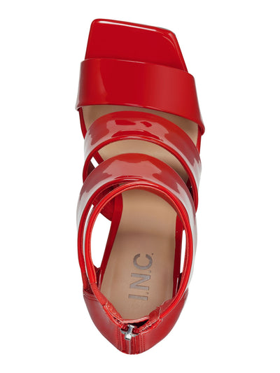 INC Womens Red Goring Padded Liana Square Toe Stiletto Zip-Up Dress Heeled Sandal 7 M