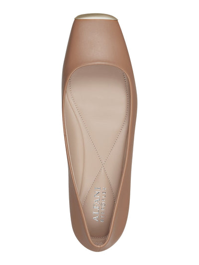 ALFANI Womens Beige Flexible Sole Padded Metallic Neptoon Square Toe Block Heel Slip On Flats Shoes 8 M