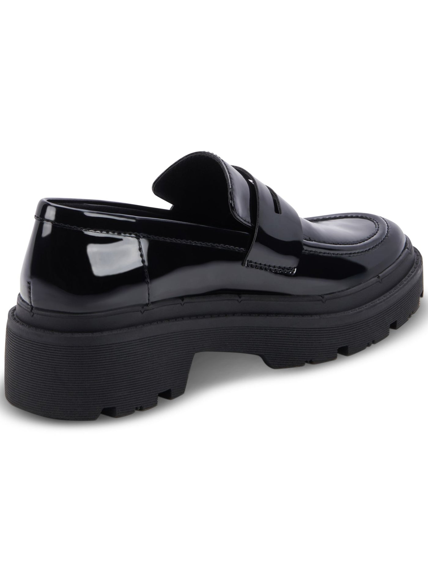 AQUA COLLEGE Womens Black 1" Platform Penny Keeper Lug Sole Waterproof Saanvi Round Toe Block Heel Slip On Loafers Shoes 7 M
