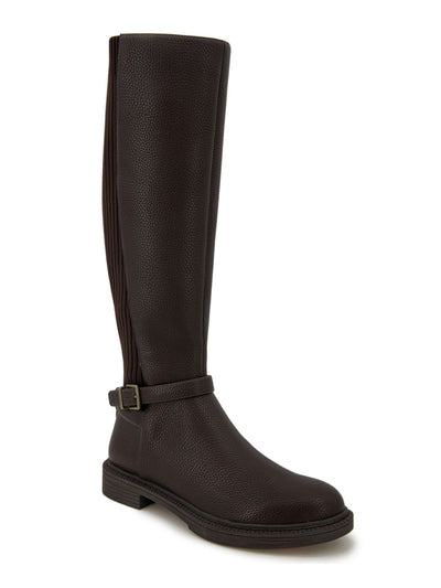 REACTION KENNETH COLE Womens Brown Buckle Accent Lug Sole Winona Round Toe Block Heel Zip-Up Riding Boot 8.5 M