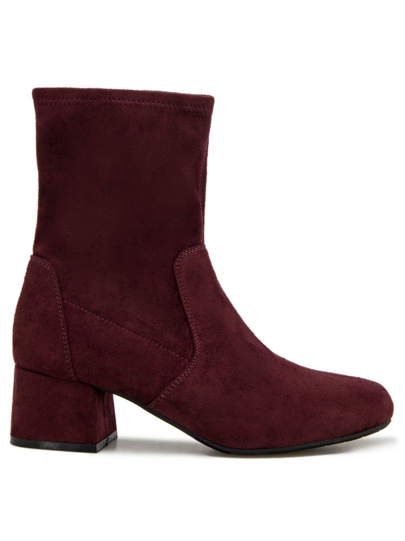 REACTION KENNETH COLE Womens Burgundy Stretch Road Round Toe Block Heel Zip-Up Booties 5 M