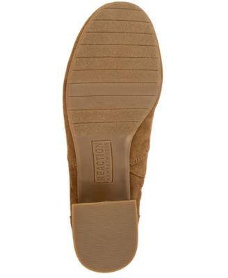 REACTION KENNETH COLE Womens Beige Stretch Comfort Road Round Toe Block Heel Zip-Up Booties