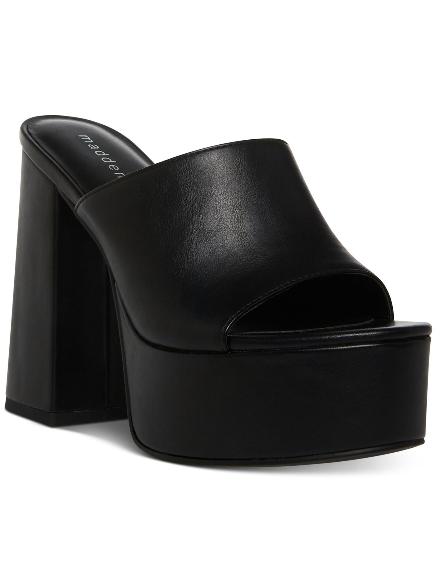 MADDEN GIRL Womens Black 1-1/2" Platform Jessa Round Toe Block Heel Slip On Heeled Sandal 9.5 M