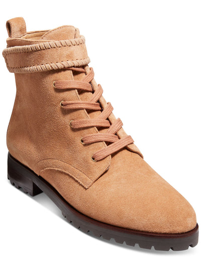 JACK ROGERS Womens Brown Whipstitch Peyton Round Toe Block Heel Lace-Up Leather Combat Boots 8.5 M