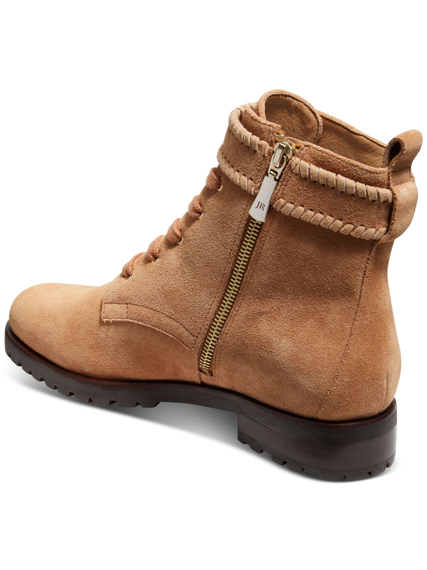 JACK ROGERS Womens Brown Whipstitch Peyton Round Toe Block Heel Lace-Up Leather Combat Boots 8.5 M