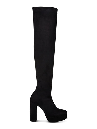 MADDEN GIRL Womens Black 1" Platform Orin Round Toe Block Heel Zip-Up Dress Boots 9 M