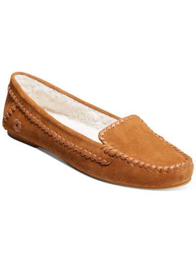 JACK ROGERS Womens Brown Whipstitch Notched Moccasin Padded Millie Round Toe Slip On Leather Slippers Shoes 6.5 B