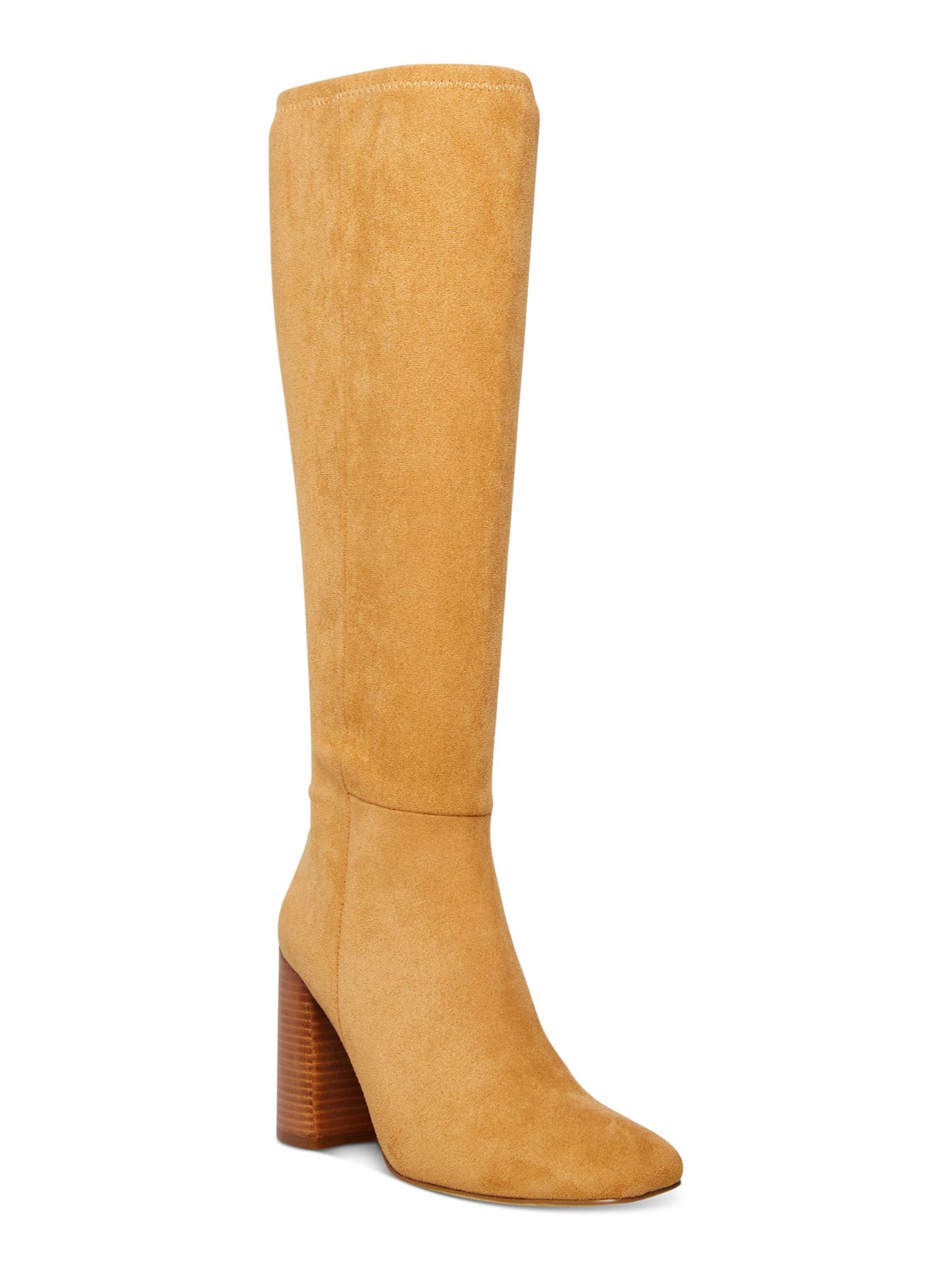 MADDEN GIRL Womens Almond Beige Padded Winslow Square Toe Block Heel Zip-Up Dress Boots 9.5 M