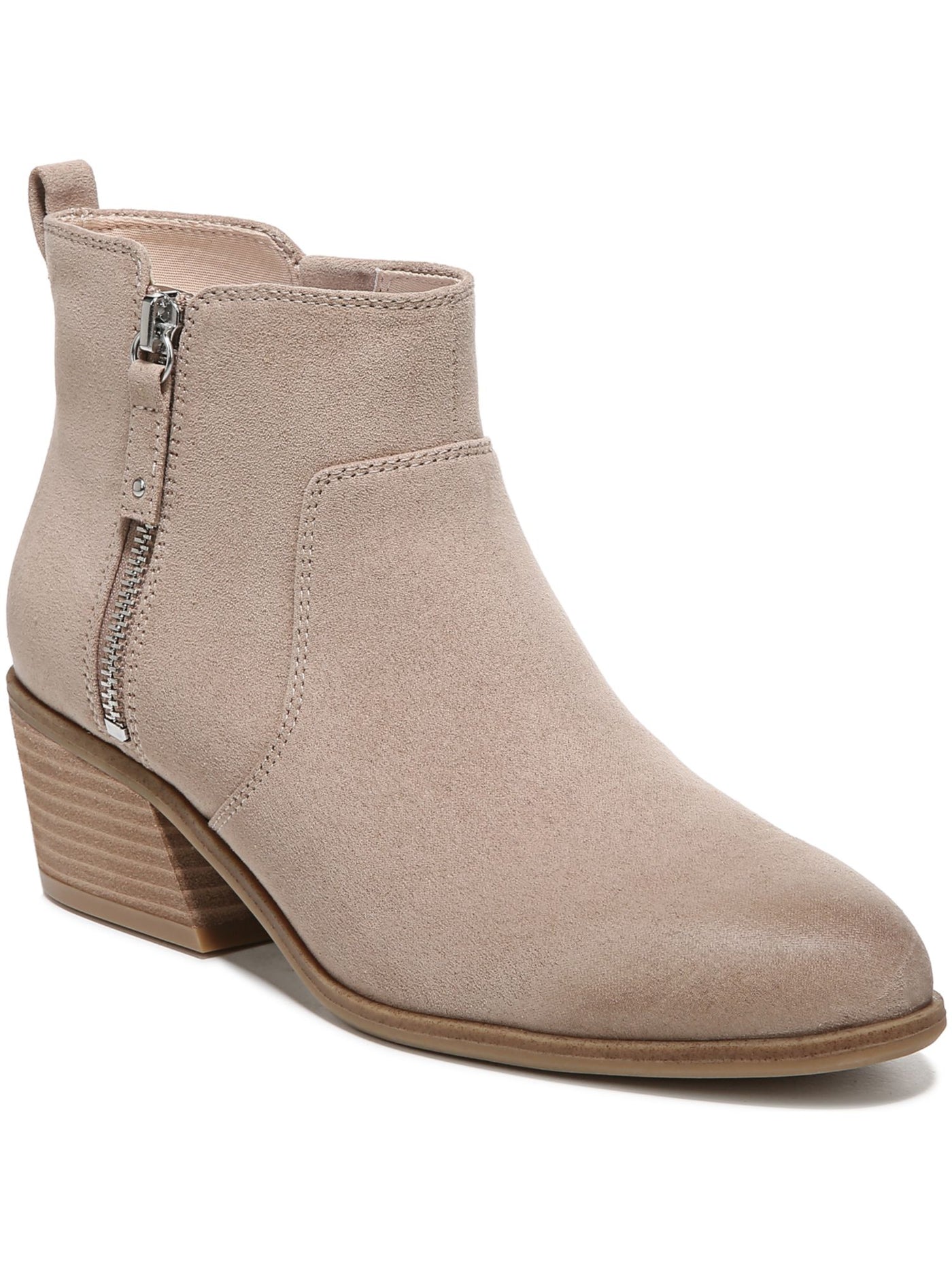 DR SCHOLLS Womens Beige Goring Cushioned Lawless Almond Toe Block Heel Zip-Up Booties 8.5 M