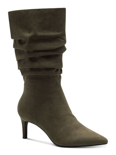 ALFANI Womens Olive Green Padded Lissa Pointed Toe Stiletto Zip-Up Slouch Boot 7 M