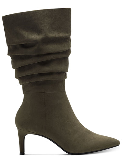 ALFANI Womens Olive Green Padded Lissa Pointed Toe Stiletto Zip-Up Slouch Boot 9.5 M