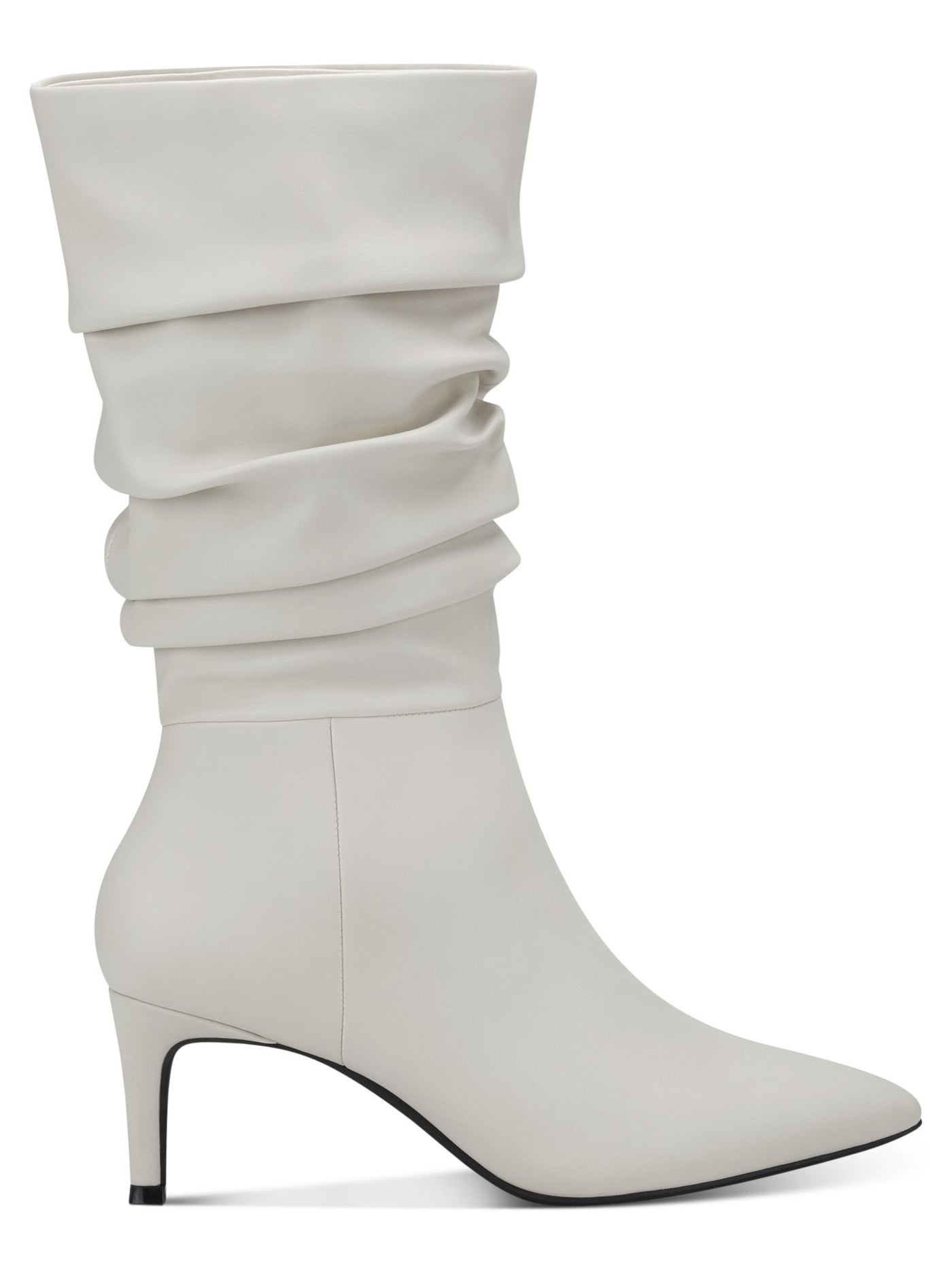 ALFANI Womens White Ruched Padded Lissa Pointed Toe Stiletto Zip-Up Dress Slouch Boot 10 M