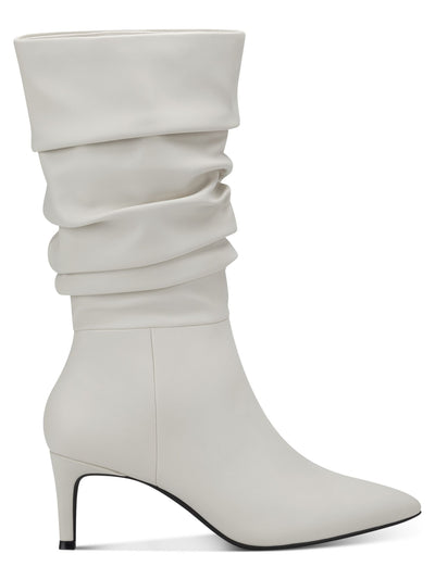 ALFANI Womens Ivory Ruched Padded Lissa Pointed Toe Stiletto Zip-Up Dress Slouch Boot 11 M