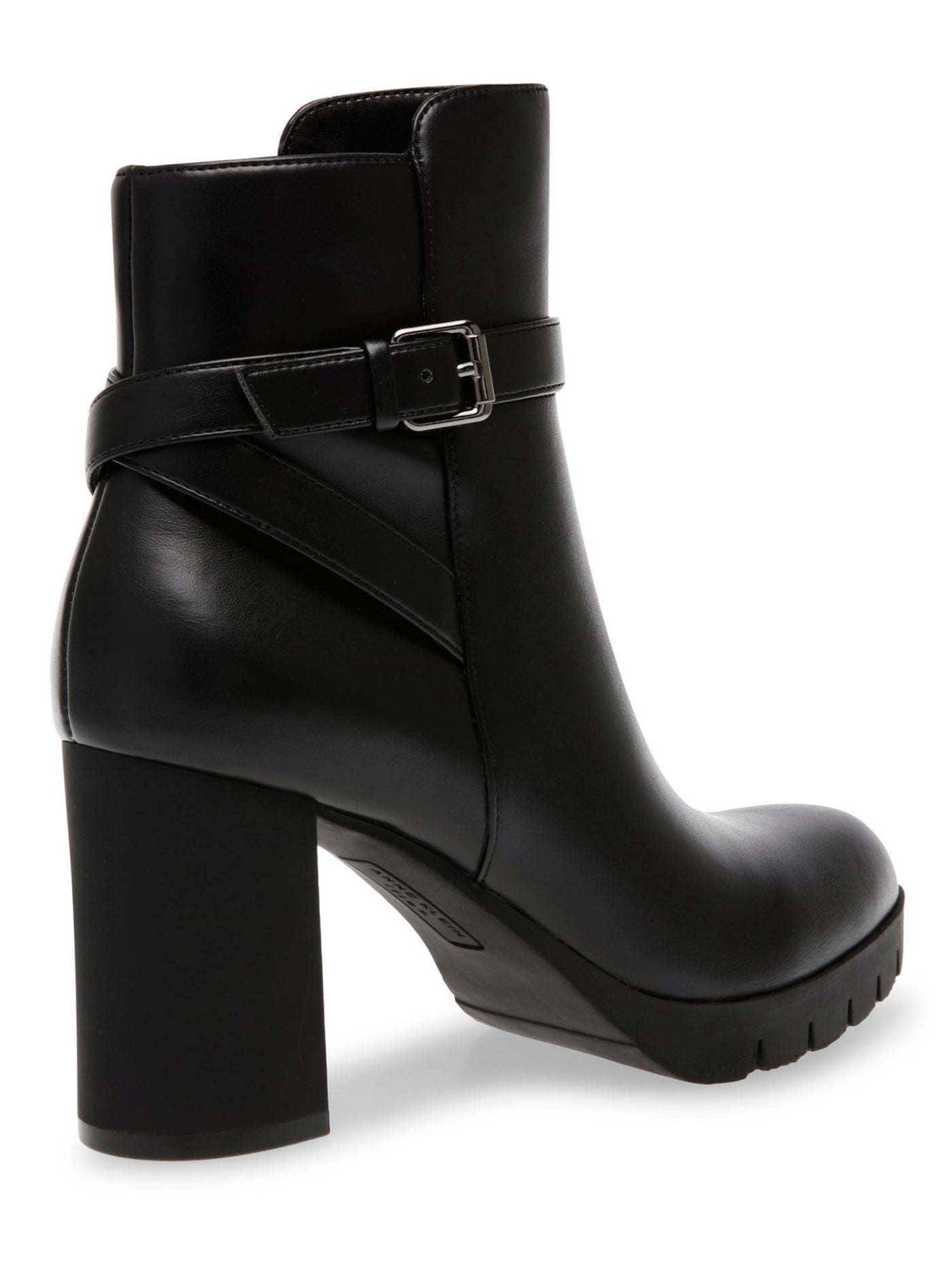 ANNE KLEIN Womens Black Buckle Accent Cushioned Heidi Round Toe Block Heel Zip-Up Dress Booties 6 M