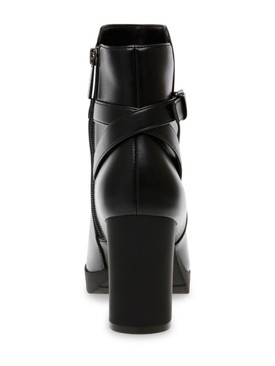 ANNE KLEIN Womens Black Buckle Accent Cushioned Heidi Round Toe Block Heel Zip-Up Dress Booties 6 M