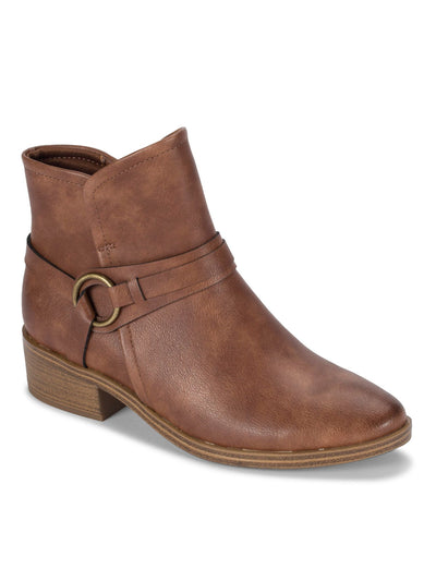 BARETRAPS Womens Brown Strappy O'ring Slip Resistant Padded Marshall Almond Toe Block Heel Zip-Up Booties 10 M