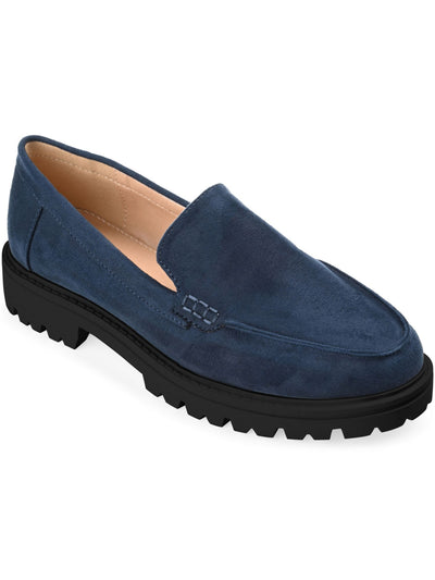 JOURNEE COLLECTION Womens Navy Moc Toe Lug Sole Padded Erika Round Toe Slip On Loafers Shoes 8