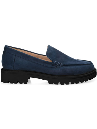 JOURNEE COLLECTION Womens Navy Apron Toe Lug Sole Treaded Erika Round Toe Slip On Dress Loafers Shoes 8 W