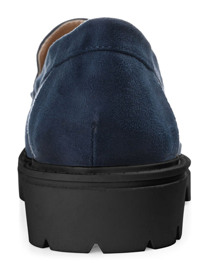 JOURNEE COLLECTION Womens Navy Moc Toe Lug Sole Padded Erika Round Toe Slip On Loafers Shoes 8