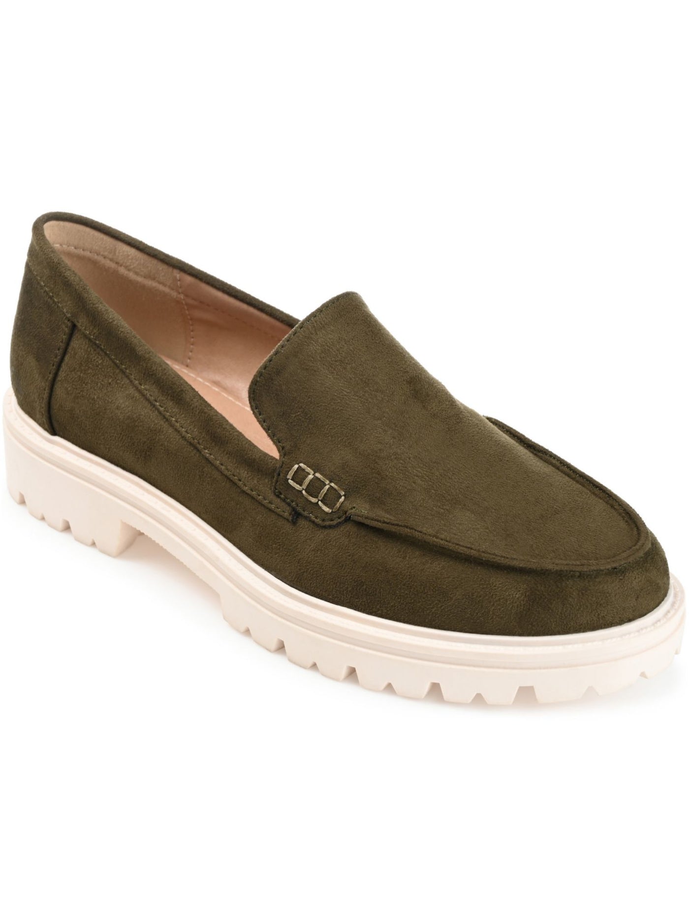 JOURNEE COLLECTION Womens Green Moc Toe Cushioned Lug Sole Treaded Erika Round Toe Slip On Loafers Shoes 8 M