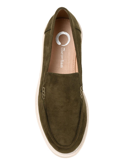 JOURNEE COLLECTION Womens Green Moc Toe Cushioned Lug Sole Treaded Erika Round Toe Slip On Loafers Shoes 8 M