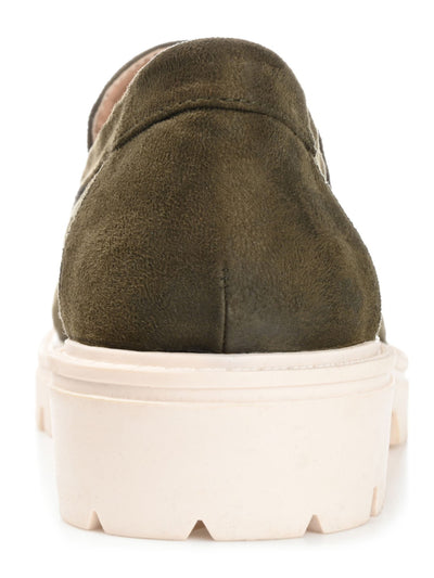 JOURNEE COLLECTION Womens Green Moc Toe Cushioned Lug Sole Treaded Erika Round Toe Slip On Loafers Shoes 8 M