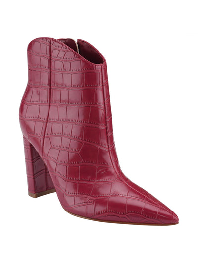 MARC FISHER Womens Red Animal Print Comfort Lezari Pointed Toe Block Heel Zip-Up Dress Western Boot 6.5 M
