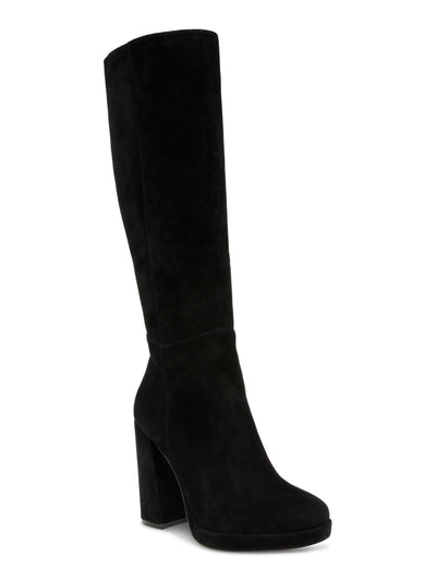 STEVE MADDEN Womens Black Comfort Marcello Round Toe Block Heel Zip-Up Leather Dress Boots 10 M