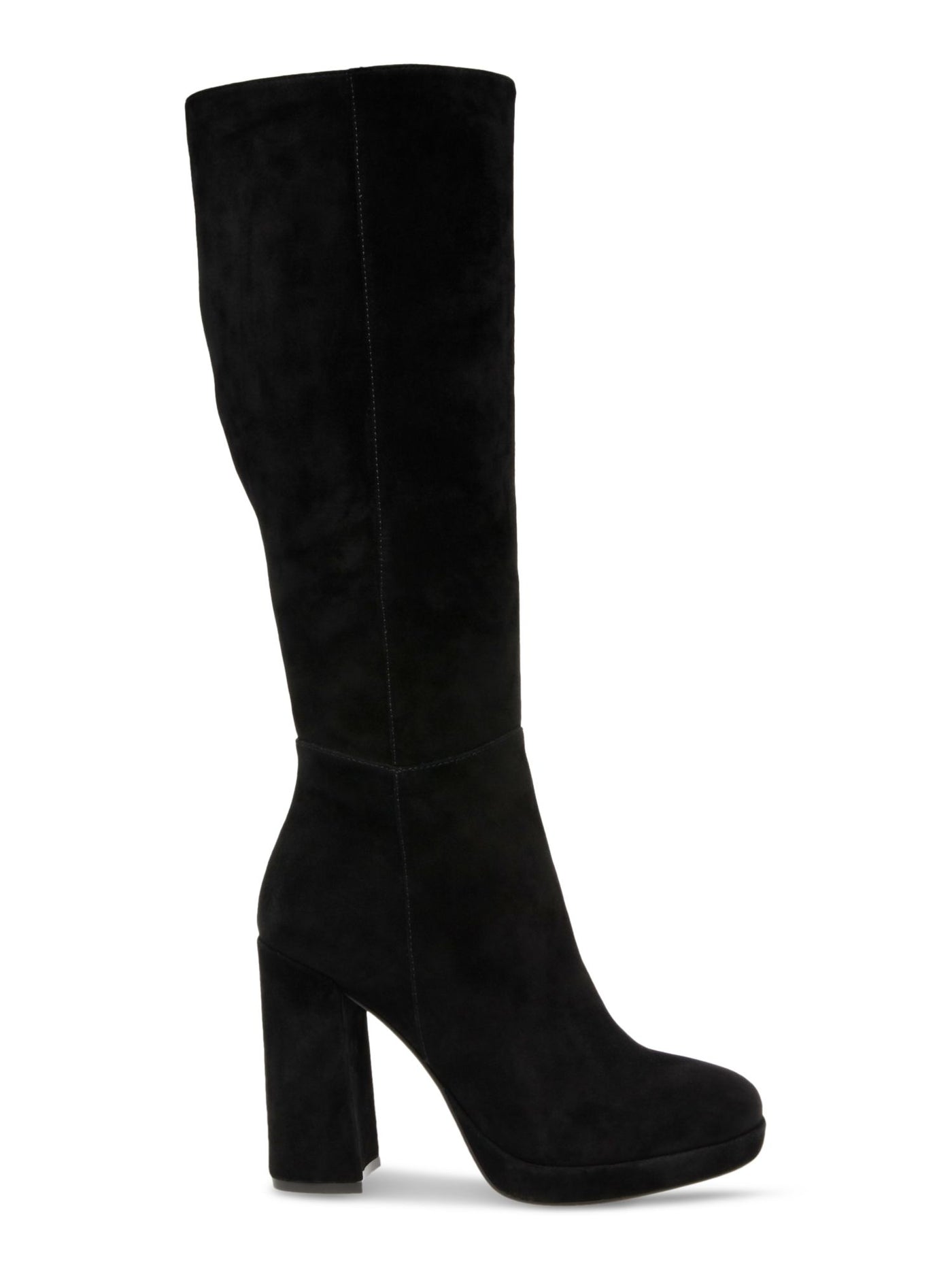 STEVE MADDEN Womens Black Comfort Marcello Round Toe Block Heel Zip-Up Leather Dress Boots 9 M